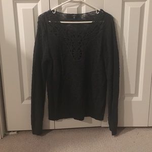 dark grey sweater with cut out detail - M