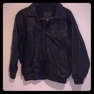 Black Leather Bomber Jacket