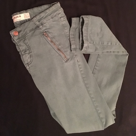 Dark Green High Waist Skinny Jeans