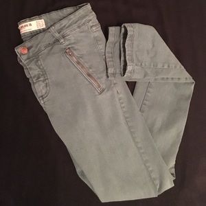 Dark Green High Waist Skinny Jeans