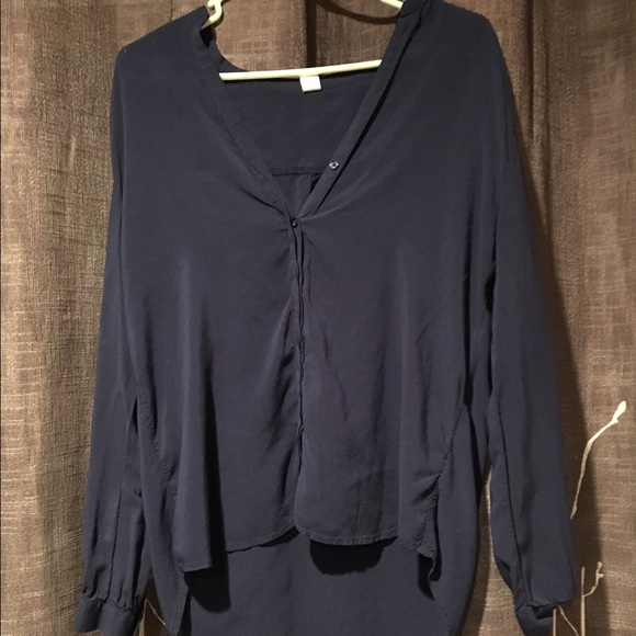 Sheer blue button front top