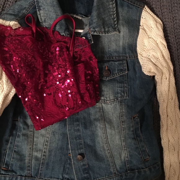 Jean jacket w Knit sleeves
