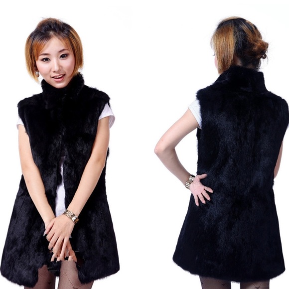 Black Rabbit Fur Vest - Picture 3 of 3