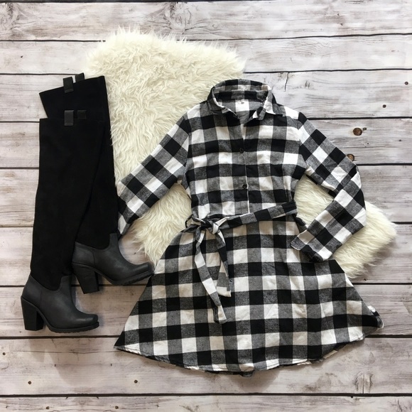 Dresses & Skirts - Buffalo Plaid Fit & Flare Shirtdress