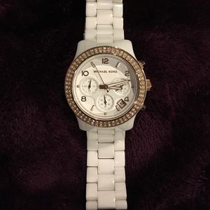 White and rose gold Michael Kors watch