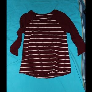 MAROON STRIPPED HENNLEY