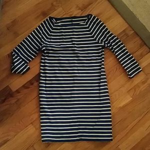 Navy & white striped dress