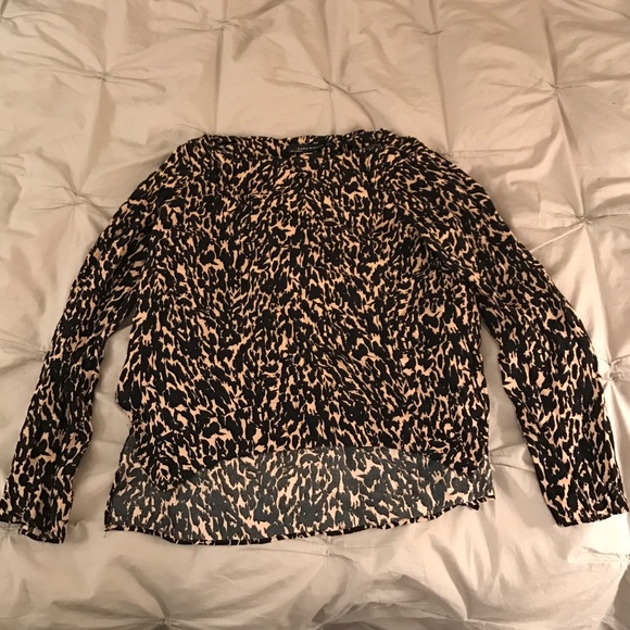 Cream and black graphic patterned blouse