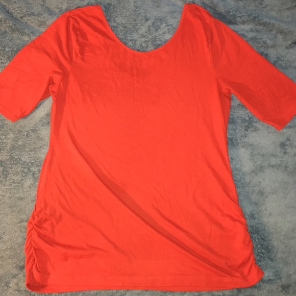 Old Navy 1/2 Sleeve Orange fitted hi lo neckline