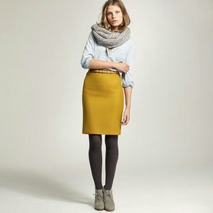 J.Crew No. 2 Pencil Skirt in wool, yellow, size 2