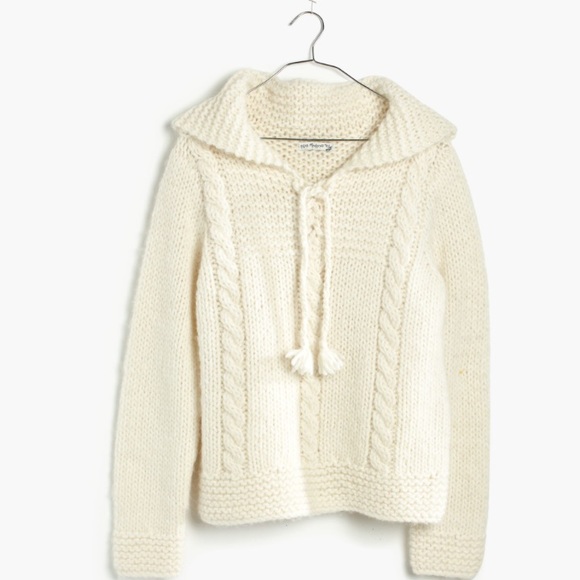 Madewell Handknit lace-up hoodie sweater