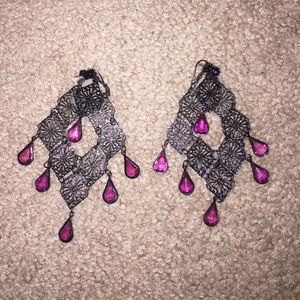 Black and Purple Dangle earrings