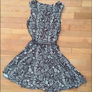 Paisley Dress Womens Petite Large white Brown