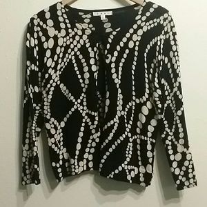 CAbi black and beige dot detail cardigan