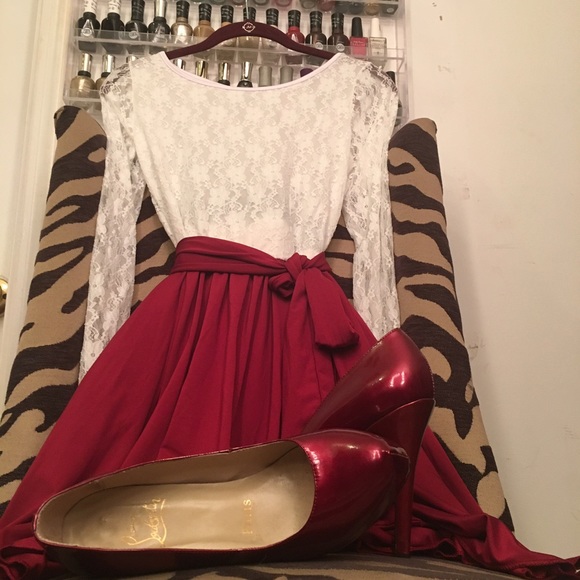 A-Line& Lace High Waist Slim Cocktail Party Dress - Picture 2 of 4