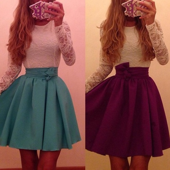 A-Line& Lace High Waist Slim Cocktail Party Dress - Picture 3 of 4