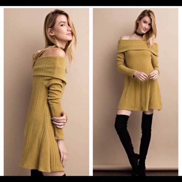Cozy sweater dress/tunic in mustard! - Picture 3 of 3