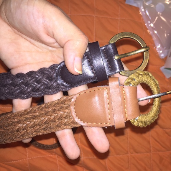 Two Brown Braided Belts