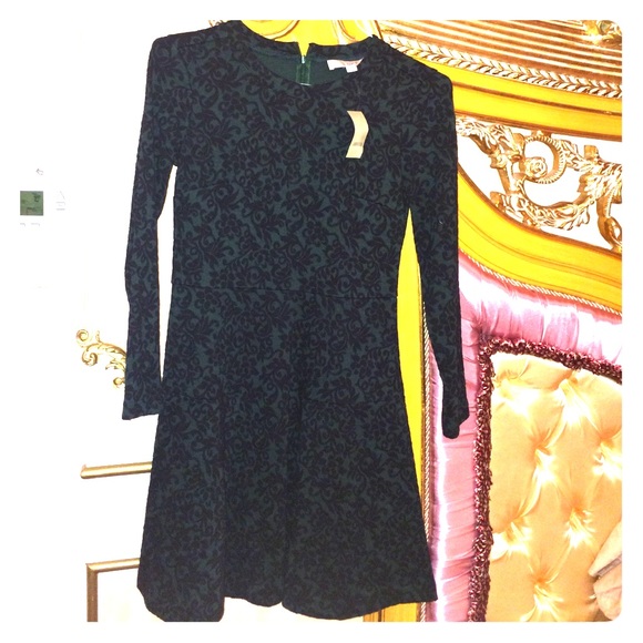 Loft green and black dress