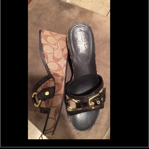 Coach Shoes - Coach Brown Wedge Slip On 7.5