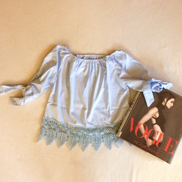 Light Blue Off The Shoulder Top - Picture 4 of 4