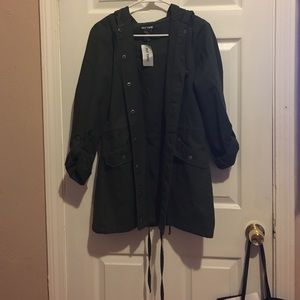 Long Green Bomber Jacket w/ Lace Skull back design