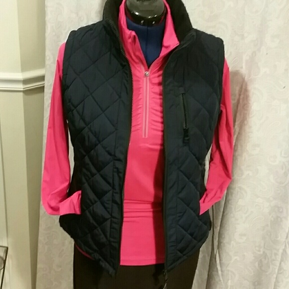 NAVY BLUE QUILTED VEST W/POCKETS
