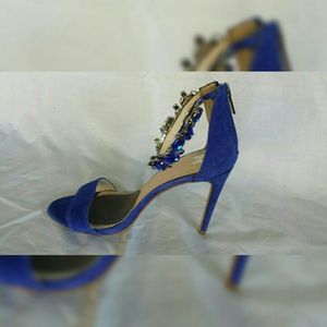Royal Blue Suede heeled sandals