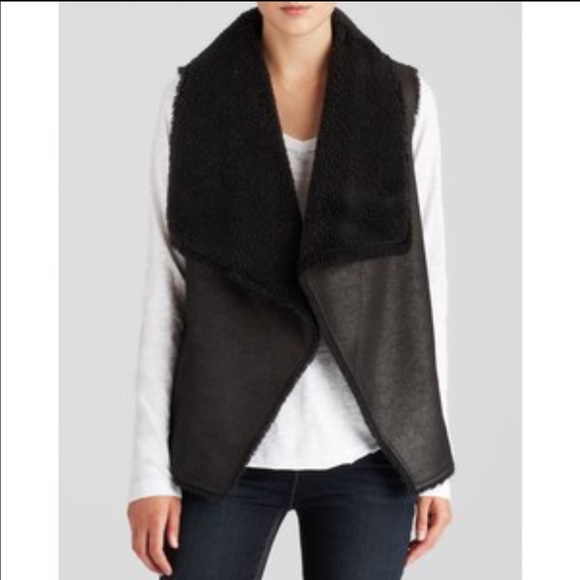 VELVET fur vest in black