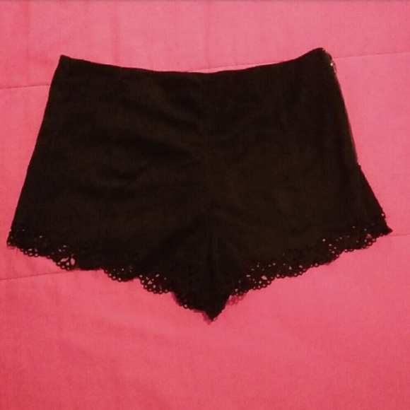 High-Waisted Scalloped Faux Suede Shorts