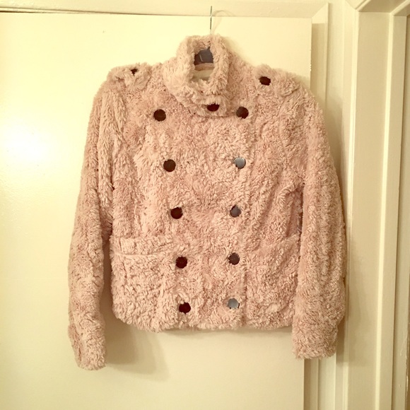 NWT Teddy Bear Faux Fur Double Breast Jacket