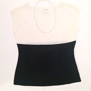 Banana Republic Navy & White Colorblock blouse
