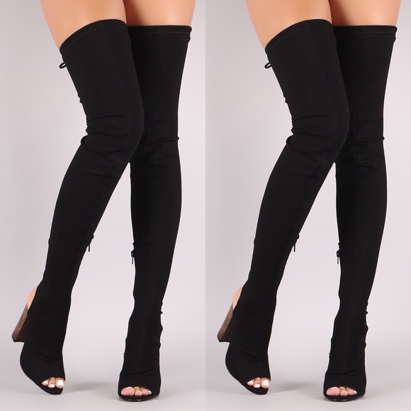 Black over the Knee Thigh High Boot -LAST 5.5 - Picture 3 of 4