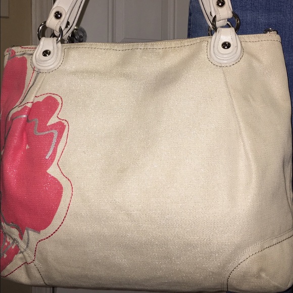 COACH POPPY PLACED FLOWER GLAM LARGE CANVAS TOTE - Picture 2 of 4