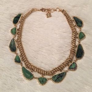 BCBG Gold natural stone collar necklace - NWOT