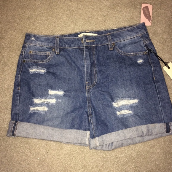 High waisted denim shorts