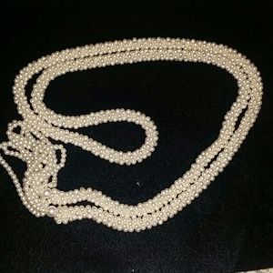 Faux Pearl Rope Necklace 45" Long Vintage