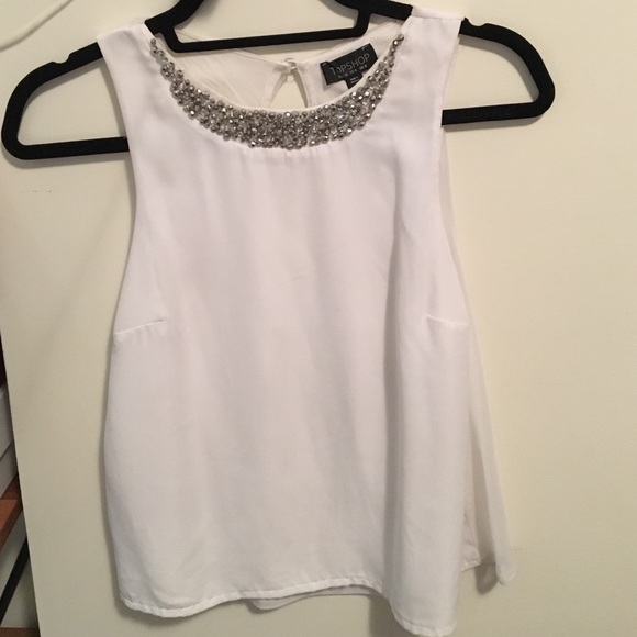 Topshop White Silk Top Size US4