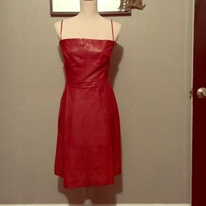 Gucci red leather dress