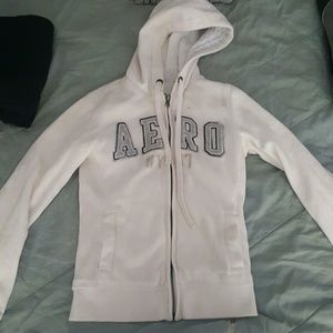 Aeropostle Fuzzy lined winter white hoodie XS