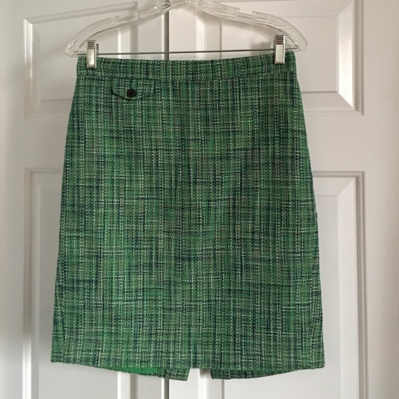 J.Crew No. 2 Green Tweed Pencil Skirt - Picture 1 of 3