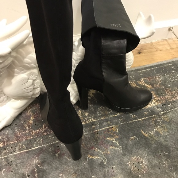 Stuart Weitzman Over Knee Pltfrm Boot Blk Leather - image 3