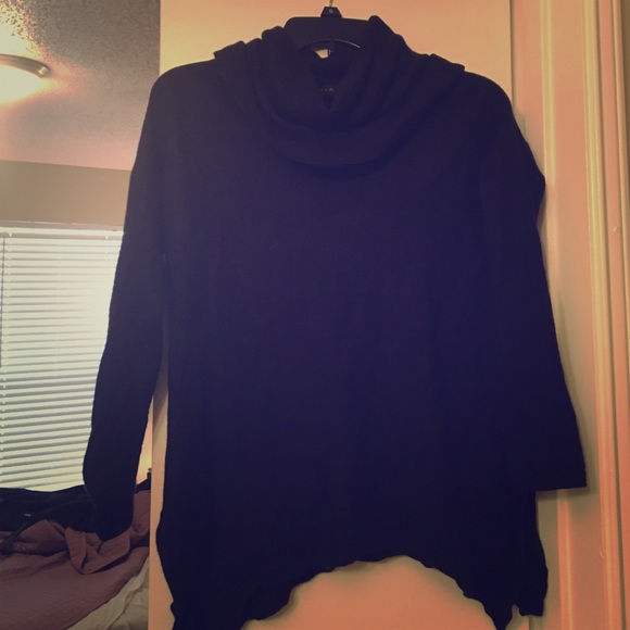 Wool Cowl Neck Black Sweater