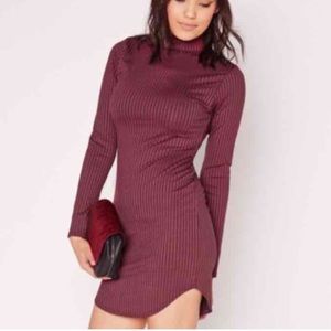 Burgundy turtleneck dress