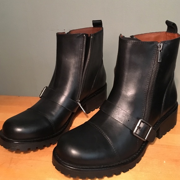 Lucky Brand Black Moto Combat Boots