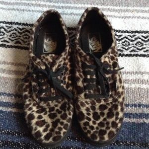 Furry leopard print vans