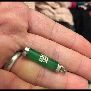 Jade Sterling vintage pendant 1.25"