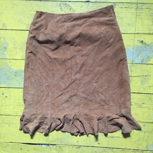 Anthropologie Suede Leather Skirt