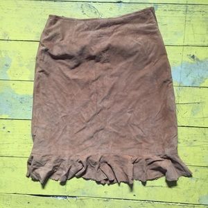 Anthropologie Suede Leather Skirt