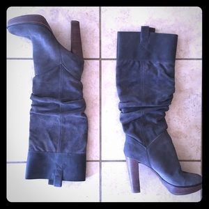 BCBG Tall Gray Suede Boots, size 8 or 8 1/2